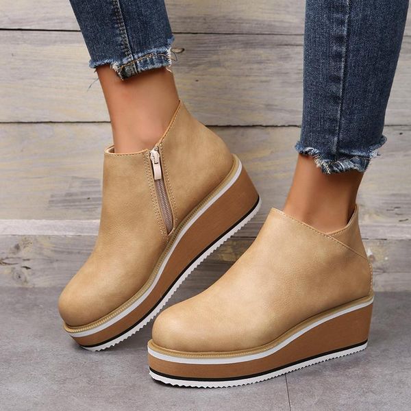 boots winter wedges women comfortable ankle shoes round toe 4cm heel lace up and zip platform eva, Black
boots winter wedges women comfortable ankle shoes round toe 4cm heel lace up and zip platform eva, Black