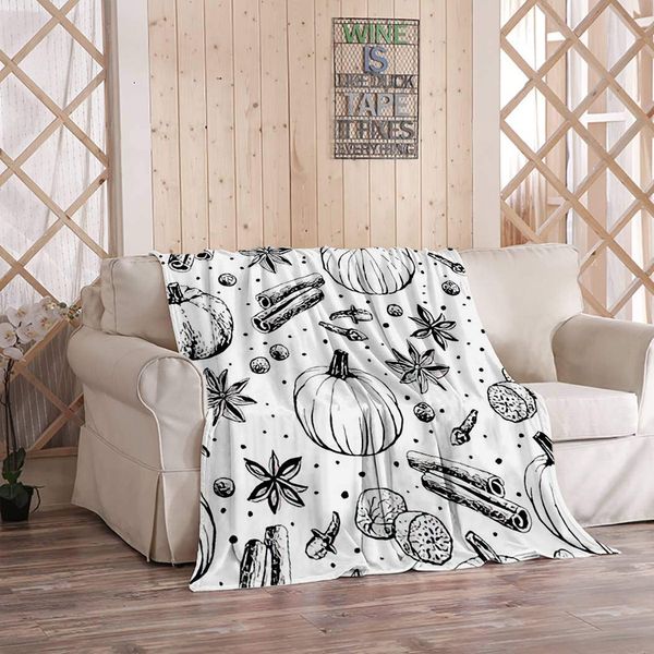 ajckly thanksgiving throw blanket, pumpkin spice coffee restaurant brochure menu cafe retro home soft flannel cozy warm
