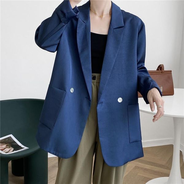 women's suits & blazers korean women double breasted black blazer loose notched collar long-sleeve big pocket casual suit jacket spring, White;black
women's suits & blazers korean women double breasted black blazer loose notched collar long-sleeve big pocket casual suit jacket spring, White;black