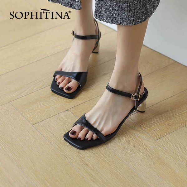 sophitina strange heel concise women shoes sandals summer ankle strap dressing square toe genuine leather sandals fo216 210513, Black
sophitina strange heel concise women shoes sandals summer ankle strap dressing square toe genuine leather sandals fo216 210513, Black