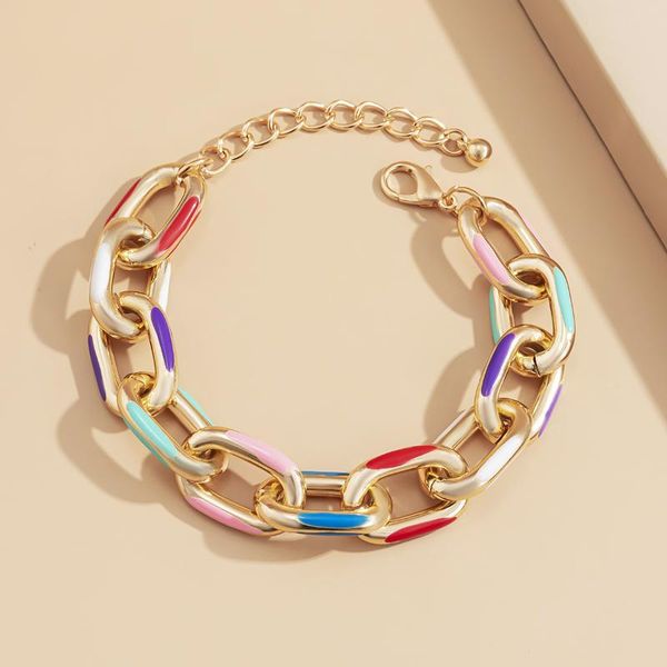 link, chain fashion bohemian colorful painted aluminum charm bracelet jewelry for women trendy cross bangle, Black
link, chain fashion bohemian colorful painted aluminum charm bracelet jewelry for women trendy cross bangle, Black