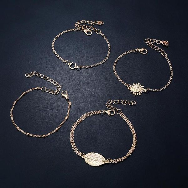 link, chain sun casual leaf women 1 lobster 5cm out set gold bracelet 23 hollow 3inch claw 9 clasp 4pcs, Black
link, chain sun casual leaf women 1 lobster 5cm out set gold bracelet 23 hollow 3inch claw 9 clasp 4pcs, Black