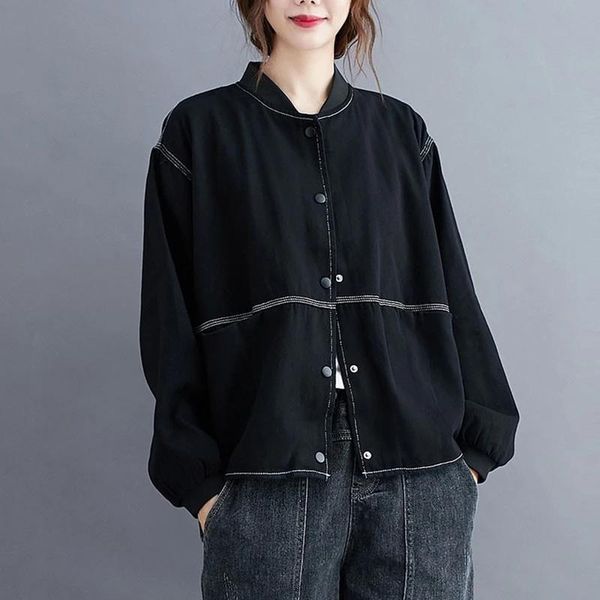 women's jackets oversized women autumn casual 2021 fashion stand collar solid color loose comfortable female outerwear coats, Black;brown
women's jackets oversized women autumn casual 2021 fashion stand collar solid color loose comfortable female outerwear coats, Black;brown