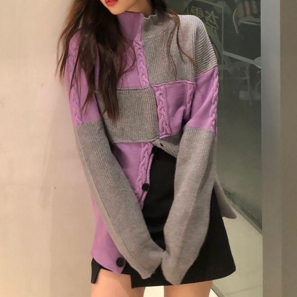 2021 Autumn Winter Women Pullovers And Sweaters korean style Patchwork Vintage knitted Sweater Female (C9906), White;black
2021 Autumn Winter Women Pullovers And Sweaters korean style Patchwork Vintage knitted Sweater Female (C9906), White;black