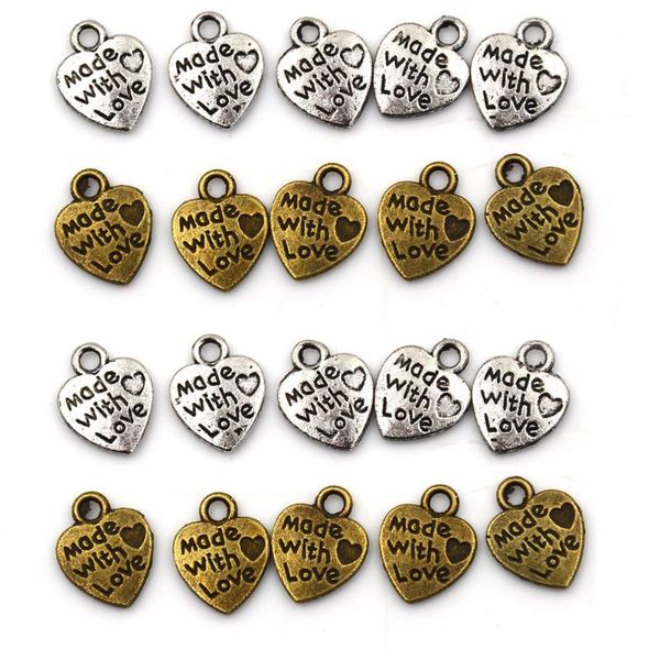charms 50pcs hand made with love heart pendants necklace alloy metal beads for diy jewelry bracelet making, Bronze;silver
charms 50pcs hand made with love heart pendants necklace alloy metal beads for diy jewelry bracelet making, Bronze;silver