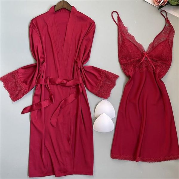 women's sleepwear kimono gown summer robe suit women lace bride bridesmaid wedding nightgown sleep set satin loose home ing 4, Black;red
women's sleepwear kimono gown summer robe suit women lace bride bridesmaid wedding nightgown sleep set satin loose home ing 4, Black;red