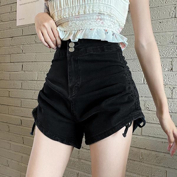 women's shorts high waist drawstring straps girls 2021 korean fashion harajuku kawaii stretch pants slimming hips jeans y2k, White;black
women's shorts high waist drawstring straps girls 2021 korean fashion harajuku kawaii stretch pants slimming hips jeans y2k, White;black