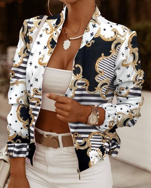 women's jackets 2021 european and american autumn fashion casual print slim long sleeve zipper cardigan small coat, Black;brown
women's jackets 2021 european and american autumn fashion casual print slim long sleeve zipper cardigan small coat, Black;brown
