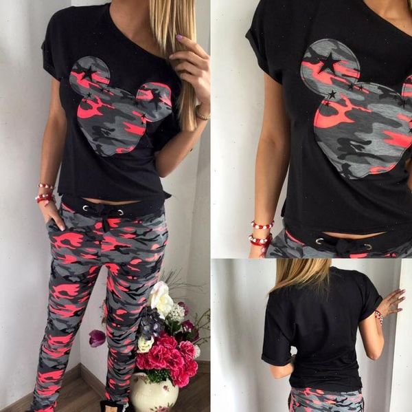 2 pieces brand summer women tracksuits clothing tracksuit sets with short sleeve cotton t shirt and camouflage pants, Gray
2 pieces brand summer women tracksuits clothing tracksuit sets with short sleeve cotton t shirt and camouflage pants, Gray