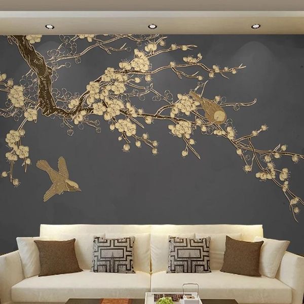 custom self adhesive wallpaper chinese style 3d flower bird golden embossed lines mural living room tv sofa study waterproof wallpapers
custom self adhesive wallpaper chinese style 3d flower bird golden embossed lines mural living room tv sofa study waterproof wallpapers