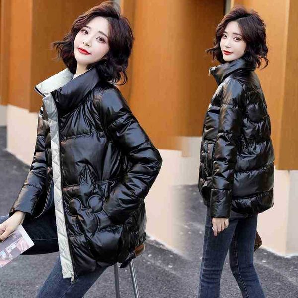 down women's short winter 2021 new light bright face small white duck down thickened jacket fashion, Black
down women's short winter 2021 new light bright face small white duck down thickened jacket fashion, Black