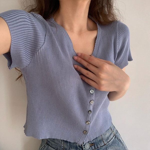 v-neck knitted women's 2021 fashion simple women t-shirt summer short tshirt female crop top, White
v-neck knitted women's 2021 fashion simple women t-shirt summer short tshirt female crop top, White