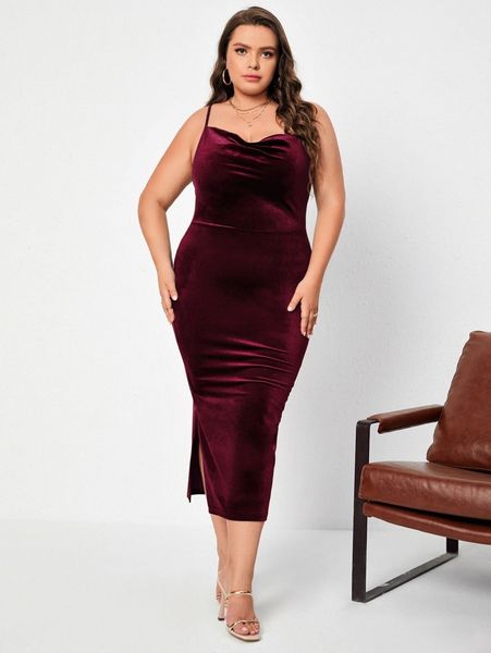 plus draped collar backless velvet bodycon dress d6il#, Black
plus draped collar backless velvet bodycon dress d6il#, Black