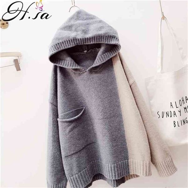 sweater women long hooded jumpers korean style patchwork oversized pink pull femme casaco feminino winter sweater 210430, White;black
sweater women long hooded jumpers korean style patchwork oversized pink pull femme casaco feminino winter sweater 210430, White;black