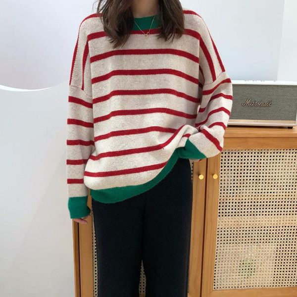 women's sweaters candy colors striped sweater women casual loose pullover o-neck all-match knitted jumper fall long sleeve, White;black
women's sweaters candy colors striped sweater women casual loose pullover o-neck all-match knitted jumper fall long sleeve, White;black