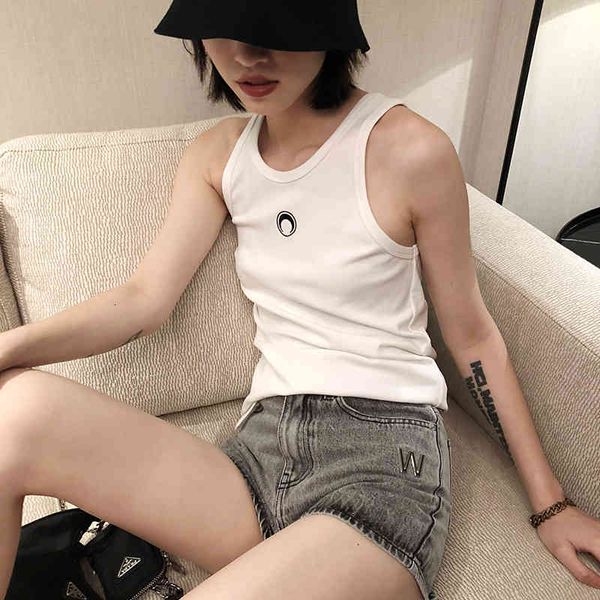 tanks summer fashion classic brand moon sleeveless elastic sports vest for men women cotton womens clothing m2, White 
tanks summer fashion classic brand moon sleeveless elastic sports vest for men women cotton womens clothing m2, White