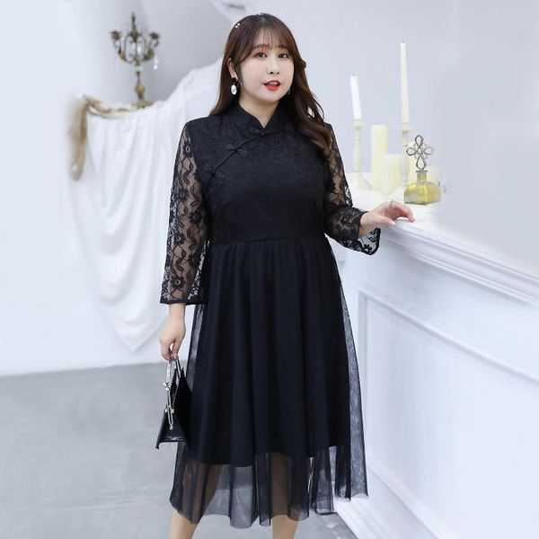 casual dresses long sleeve woman dress plus size autumn vintage mesh embroidery party stand collar 5xl large, Black;gray
casual dresses long sleeve woman dress plus size autumn vintage mesh embroidery party stand collar 5xl large, Black;gray