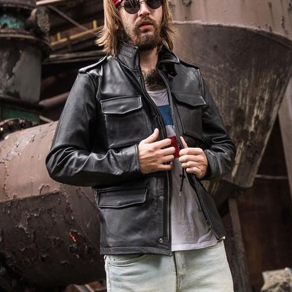 men's leather & faux luxury classic men cowskin real jackets genuine moto biker jacket plus size 6xl windbreaker, Black
men's leather & faux luxury classic men cowskin real jackets genuine moto biker jacket plus size 6xl windbreaker, Black