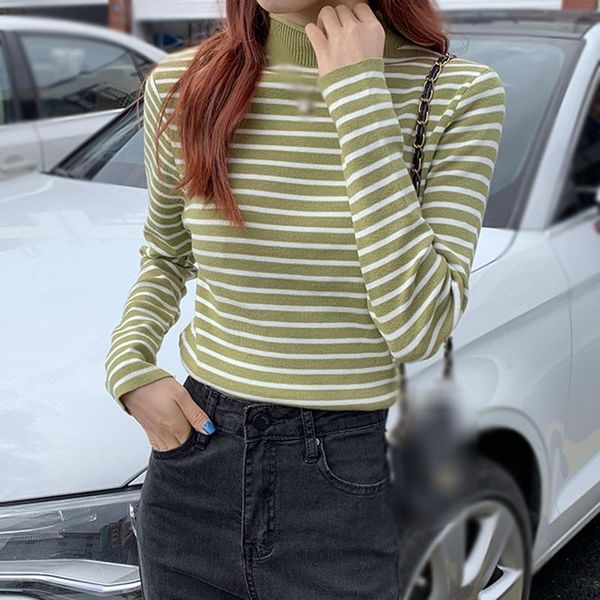 women's striped half-neck knit pullover fashion casual slim colorful long-sleeved . sweaters, White;black
women's striped half-neck knit pullover fashion casual slim colorful long-sleeved . sweaters, White;black