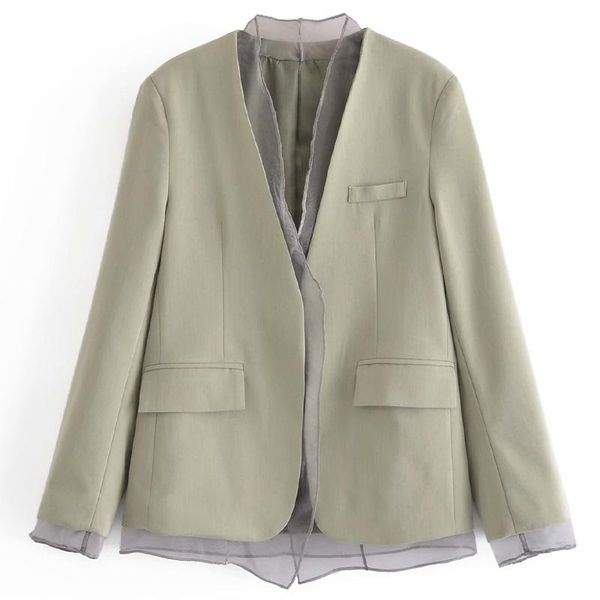 women's suits & blazers blingblingee fashion tulle patchwork v neck open front light green summer autumn flap pockets woman casual jack, White;black
women's suits & blazers blingblingee fashion tulle patchwork v neck open front light green summer autumn flap pockets woman casual jack, White;black