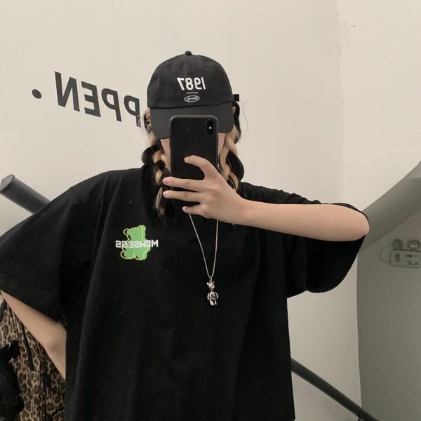 women's t-shirt 2021 summer women shirts loose thin short sleeve t-shirts streetwear cool oversized simple all-match fashion couples ca, White
women's t-shirt 2021 summer women shirts loose thin short sleeve t-shirts streetwear cool oversized simple all-match fashion couples ca, White