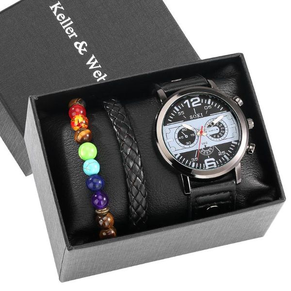 wristwatches anniversary gifts box for husband fashion man leather watch high-quality quartz movement chic dial men's braided bracelets, Slivery;brown
wristwatches anniversary gifts box for husband fashion man leather watch high-quality quartz movement chic dial men's braided bracelets, Slivery;brown