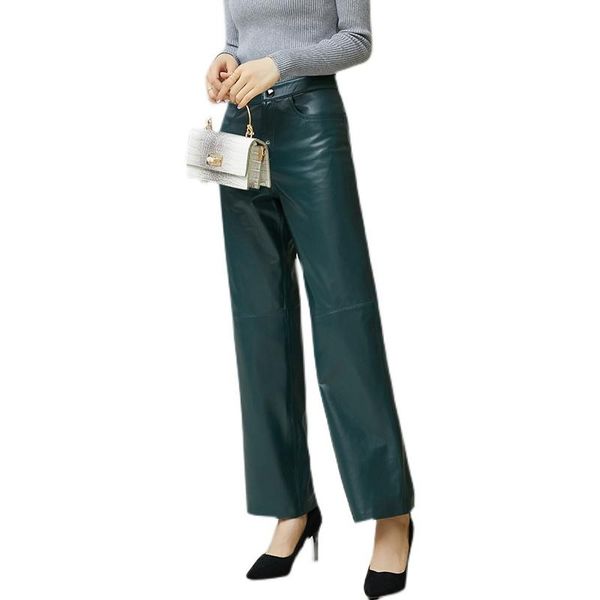 women's pants & capris leather 2021 autumn and winter high waist slim wide leg ol straight casual sheepskin, Black;white
women's pants & capris leather 2021 autumn and winter high waist slim wide leg ol straight casual sheepskin, Black;white