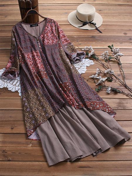 women dress vintage elegant wood grain button linen printing soft fake 2 piece patchwork v-neck loose plus size vestido casual dresses, Black;gray
women dress vintage elegant wood grain button linen printing soft fake 2 piece patchwork v-neck loose plus size vestido casual dresses, Black;gray