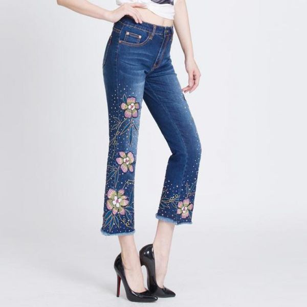 women's jeans 2021 summer women sequins stretch flare with embroidery , casual female woman beading tassel embroidered denim pants, Blue
women's jeans 2021 summer women sequins stretch flare with embroidery , casual female woman beading tassel embroidered denim pants, Blue