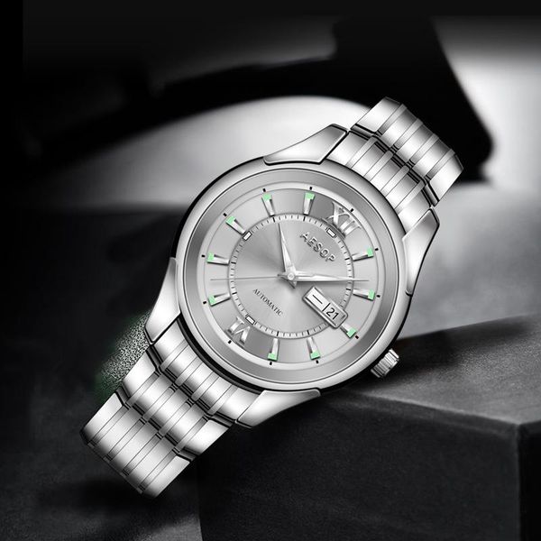 wristwatches aesop 2021 business retro men's watches stainless steel waterproof men mechanical automatic relogio masculino, Slivery;brown
wristwatches aesop 2021 business retro men's watches stainless steel waterproof men mechanical automatic relogio masculino, Slivery;brown