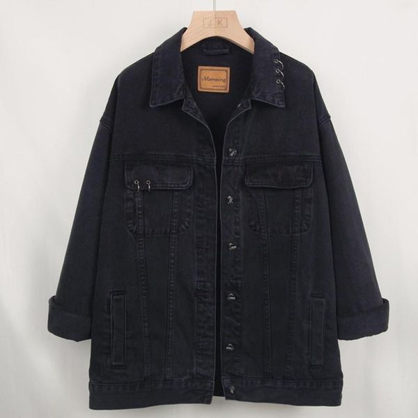 women's jackets autumn mid long black denim jacket women harajuku fashion sleeve casual oversized loose jeans coat female streetwear, Black;brown
women's jackets autumn mid long black denim jacket women harajuku fashion sleeve casual oversized loose jeans coat female streetwear, Black;brown