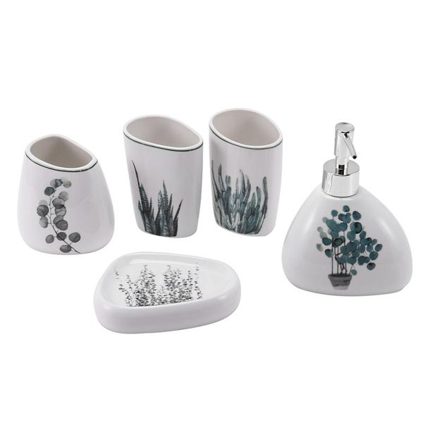 bath accessory set nordic green plant ceramic bathroom products simple five-piece wedding
bath accessory set nordic green plant ceramic bathroom products simple five-piece wedding