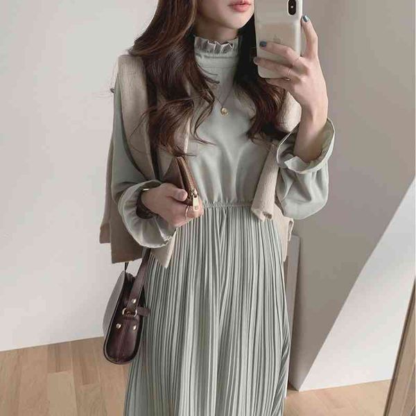 casual dresses elegant stand collar flare sleeve women a-line chiffon midi female elastic waist pleated vestidos obfn, Black;gray
casual dresses elegant stand collar flare sleeve women a-line chiffon midi female elastic waist pleated vestidos obfn, Black;gray