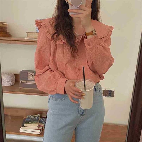 spring sweet peter pan collar plaid blouse edible tree fungus loose lady vintage full sleeves shirts 210525, White
spring sweet peter pan collar plaid blouse edible tree fungus loose lady vintage full sleeves shirts 210525, White
