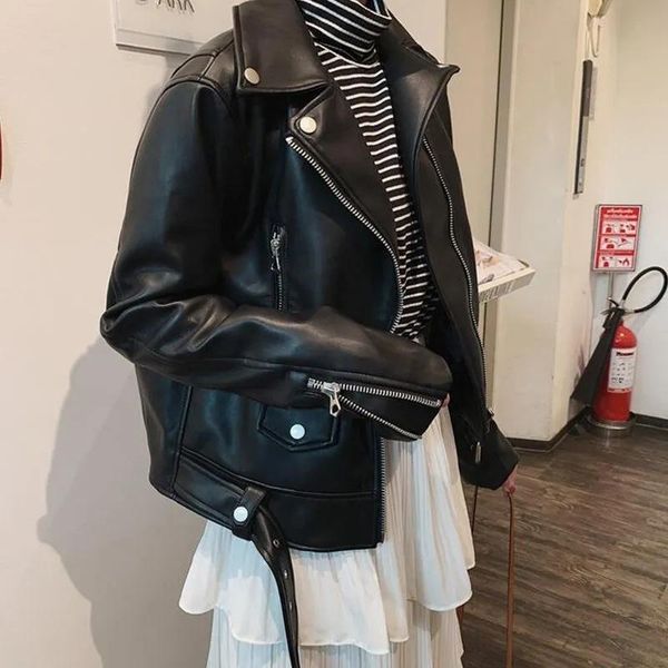 women's leather & faux korean women black lapel slim short pu jacket belt lace up spring autumn casual female motorcycle biker outerwea
women's leather & faux korean women black lapel slim short pu jacket belt lace up spring autumn casual female motorcycle biker outerwea