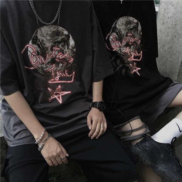 women's t-shirt south korea ins retro summer 2021 dark planet print loose half-sleeved short-sleeved for men and women, White
women's t-shirt south korea ins retro summer 2021 dark planet print loose half-sleeved short-sleeved for men and women, White