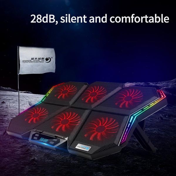 gaming rgb lapcooler 12-17 inch led screen cooling pad notebook stand with six fan and 2 usb ports pads
gaming rgb lapcooler 12-17 inch led screen cooling pad notebook stand with six fan and 2 usb ports pads