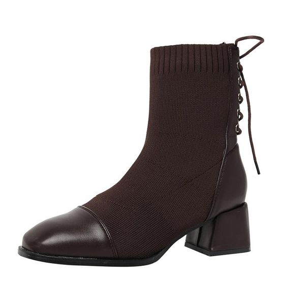boots 2021 women square toe cross straps elastic fabric sock non-slip ladies block heel ankle shoes knitted breathable booties, Black
boots 2021 women square toe cross straps elastic fabric sock non-slip ladies block heel ankle shoes knitted breathable booties, Black