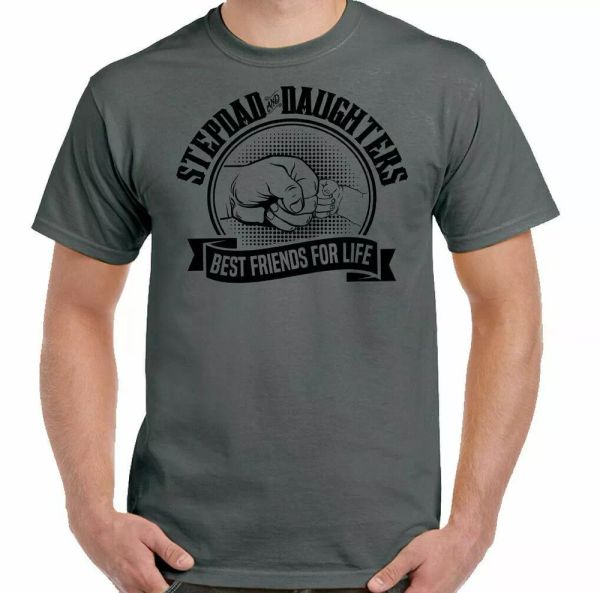 Stepdad & Daughters T-Shirt Best Friends For Life Funny Man Dad Father Day, White;black