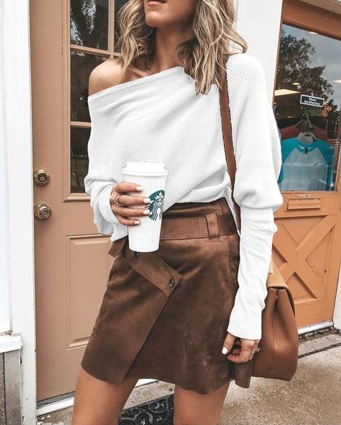 bat sleeve t shirt women long solid knitted pullover ladies casual clothing female drop women's t-shirt, White
bat sleeve t shirt women long solid knitted pullover ladies casual clothing female drop women's t-shirt, White