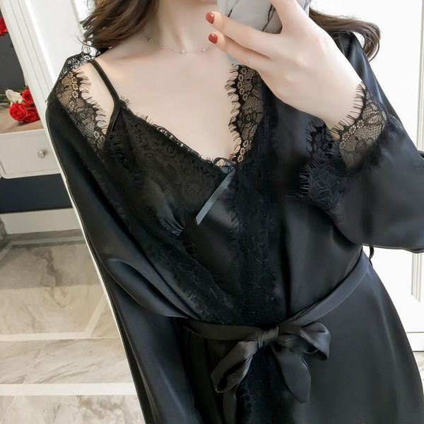 casual satin kimono bath gown women summer suspender nightgown suit 2pcs sleepwear lace hollow out nighty&bathrobe set women's, Black;red
casual satin kimono bath gown women summer suspender nightgown suit 2pcs sleepwear lace hollow out nighty&bathrobe set women's, Black;red