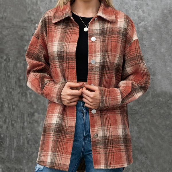 women's jackets autumn brushed loose casual plaid shirt single-breasted plush jacket coat women fashion clothing, Black;brown
women's jackets autumn brushed loose casual plaid shirt single-breasted plush jacket coat women fashion clothing, Black;brown