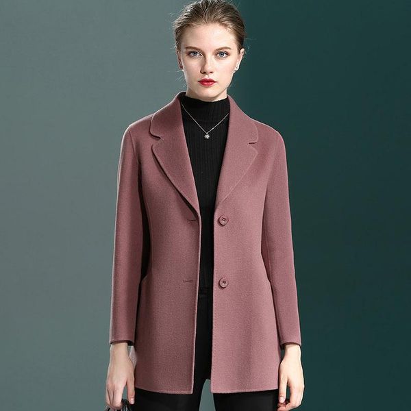 women's wool & blends double face coat women turn down collar slim cashmere outerwear plus size 2021 autumn winter, Black
women's wool & blends double face coat women turn down collar slim cashmere outerwear plus size 2021 autumn winter, Black