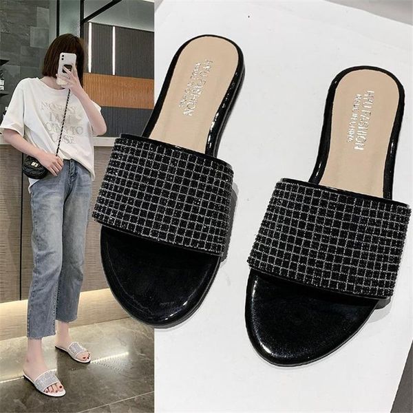 2021 summer new one-shaped rhinestone large size european and american 41-42ladies slippers, Black
2021 summer new one-shaped rhinestone large size european and american 41-42ladies slippers, Black
