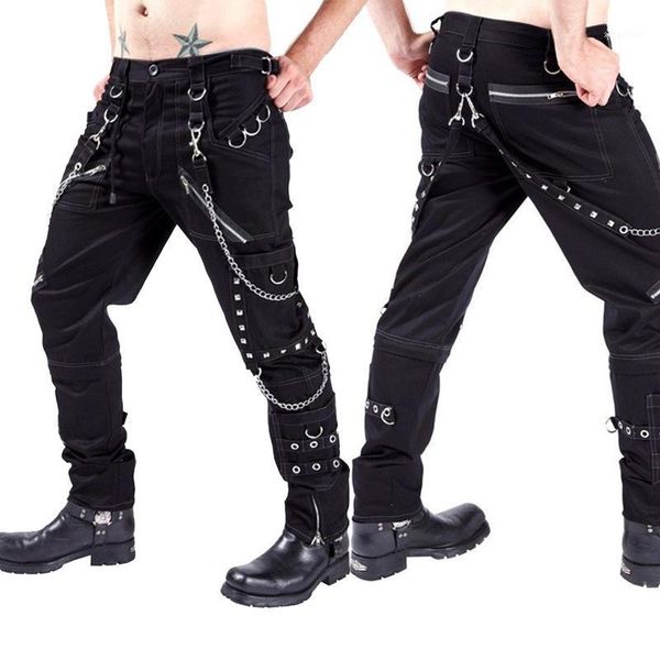 men's pants personalized casual gothic punk rock bondage rivet metal streetwear jogers for men, Black
men's pants personalized casual gothic punk rock bondage rivet metal streetwear jogers for men, Black