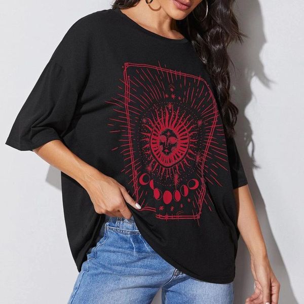 women casual fashion t-shirt letter sun moon print loose o-neck short sleeve elastic stretched tshirt summer #t3g women's, White
women casual fashion t-shirt letter sun moon print loose o-neck short sleeve elastic stretched tshirt summer #t3g women's, White