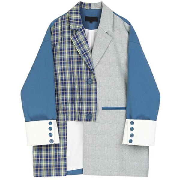 spring autumn women blue plaid spit big size blazer lapel long sleeve loose fit jacket fashion women's suits & blazers, White;black
spring autumn women blue plaid spit big size blazer lapel long sleeve loose fit jacket fashion women's suits & blazers, White;black