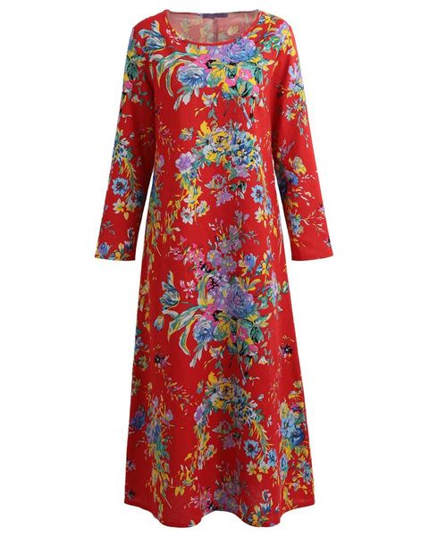 casual dresses vintage women maxi floral printed dress 2021 autumn long sleeves pockets o neck plus size cotton linen loose robe 5xl, Black;gray
casual dresses vintage women maxi floral printed dress 2021 autumn long sleeves pockets o neck plus size cotton linen loose robe 5xl, Black;gray