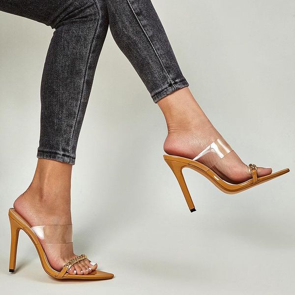 transparent pvc metal chain tip open-toed high-heeled sandals girl slippers, Black
transparent pvc metal chain tip open-toed high-heeled sandals girl slippers, Black
