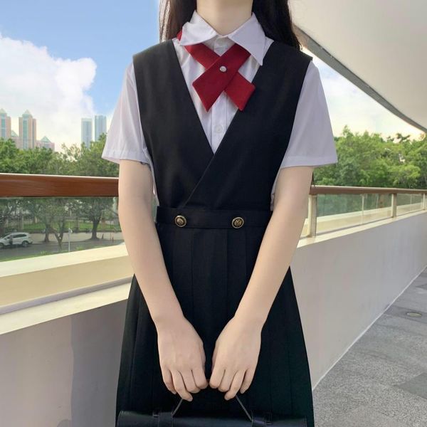 clothing sets japanese girl long two-color pleated dress 2021 summer sleeveless bow tie uniform jk college style school, White
clothing sets japanese girl long two-color pleated dress 2021 summer sleeveless bow tie uniform jk college style school, White